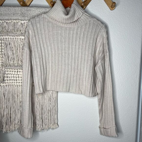 Forever 21 Tan Ribbed Crop Turtleneck Sweater - Picture 2 of 5